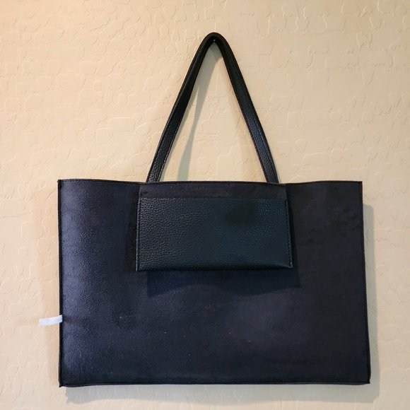 Vince Camuto Black Vegan Leather Purse Luck Tote Computer Shoulder Bag - Picture 5 of 15